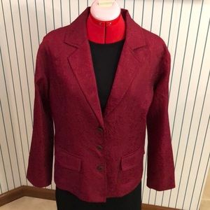 Chico’s Burgundy Brocade Blazer Size 2